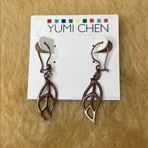 Yumi Chen Copper Tone Open Leaf Design Earrings